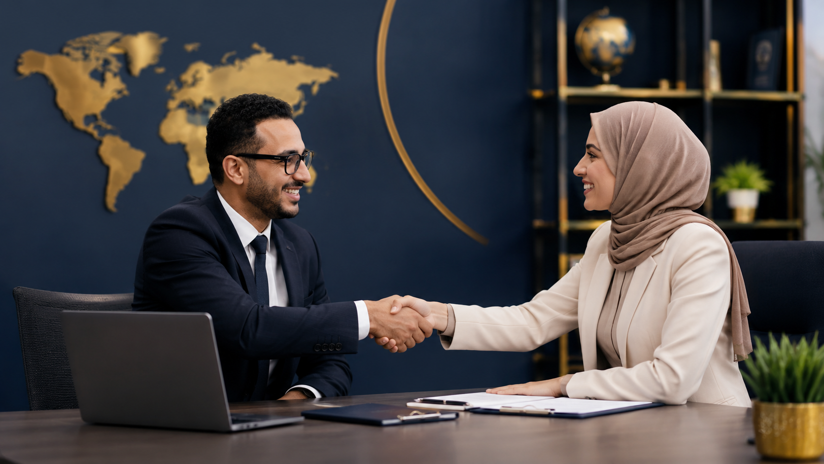 MonDe advisor welcoming a client at the end of a consultation